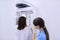 Dental diagnostic examination, dental x-ray equipment, nurse with woman patient