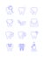 Dental diseases and treatment thin line icons