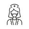 Dental Doctor Woman in Face Mask Line Icon. Female Dentist Linear Pictogram. Dental Surgeon Sign. Physician