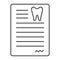 Dental document thin line icon, dentist and paper, dental card sign, vector graphics, a linear pattern on a white