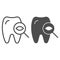 Dental examination tooth line and glyph icon. Dental checkup vector illustration isolated on white. Tooth examine