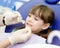 Dental examining being given to girl by dentist