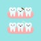 Dental filling on a broken tooth stomatology concept, cute colorful teeth vector illustration