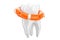 Dental first aid concept, tooth with lifebuoy. 3D rendering