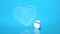 Dental floss. Flossing your teeth. Heart made of dental floss on a blue background. 3d render.