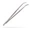 Dental forceps curved intended for use with various manipulations in the oral cavity. Medical hand tools for dentistry