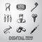 Dental handdrawn icons set. vector