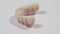 Dental health care. Close up ceramic zirconium. Dental prosthesis on zirconium oxide implants