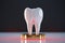 Dental healthcare 3D render of tooth root whitening treatment with a toothbrush