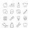Dental icons. Medical protection teeth removal health care symbols vector thin linear picture