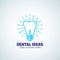 Dental Ideas Abstract Vector Logo Template with Modern Typography. Tooth and Light Bulb Concept Label. Stomatology