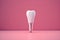 Dental implant close-up on a pink background. 3d illustration. Image is AI generated. Artificial tooth with metal screw