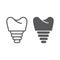 Dental implant line and glyph icon, teeth and dentistry, implant tooth sign, vector graphics, a linear pattern on a