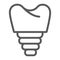 Dental implant line icon, teeth and dentistry, implant tooth sign, vector graphics, a linear pattern on a white