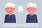 Dental implants for the elderly Vector. Cartoon. Isolated art Man