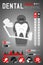 Dental infographic of Trouble Tooth with Scary Dental Unit illustration