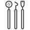 Dental instruments line icon, International dentist day concept, Dental tools sign on white background, mirror, probe