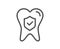 Dental insurance line icon. Oral medicine risk coverage sign. Vector