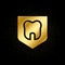 Dental, insurance, shield, tooth gold, icon. Vector illustration of golden particle background