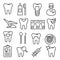 Dental line icons set on white background
