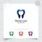 Dental logo vector design with concept of negative space love. Dental care and dentist icon for hospital, doctor and dental clinic
