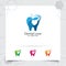 Dental logo vector design with concept of negative space love. Dental care and dentist icon for hospital, doctor and dental clinic