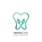 Dental medical clinic logo sign, emblem design template. Human tooth with green leaves, vector icon. Concept for dentist