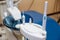 Dental office. Equipment of dentist, tools, medical instruments. Health concept