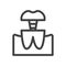 Dental pin icon. A simple line drawing of treating a tooth by twisting the second half of the tooth into the part with