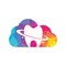 Dental planet cloud shape concept vector logo design.