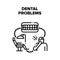 Dental Problems Vector Black Illustrations
