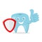 Dental protection cartoon vector illustration with smile face and shield and thumbs up hand, good for dental health care. flat