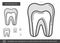 Dental pulp line icon.