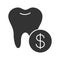 Dental services price glyph icon