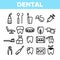 Dental Services, Stomatology Linear Vector Icons Set