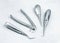 Dental surgical instruments on white background