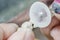 Dental technician working with diamond discs.