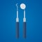 Dental tool vector design, isolated on blue background