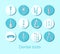 Dental tools.12 Instagram round icons set.Orthodontic prosthetics and filling, treatment of diseases of the oral cavity and caries