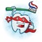 Dental Tooth Super Hero Mascot Cartoon Character with Toothbrush