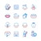 Dental treatment colorful line design style icon set