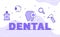 Dental typography word art background of tooth mouthwash drill infection with outline style