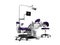 Dental unit purple chair of dentist and assistant assistants high chair 3d render on white background with shadow