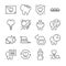Dental vector line icon set. Included the icons as tooth, Dental floss, mouthwash and more.