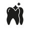 Dental Veneer Silhouette Icon. Shine Teeth, Tooth Care Glyph Pictogram. Human Oral Beauty. Dental Treatment