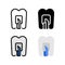 Dental Veneer, Veneers Teeth Outline Icon, and illustration Vector