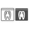 Dental xray line and glyph icon. Tooth xray vector illustration isolated on white. Orthodontic roentgen outline style