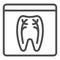 Dental xray line icon. Tooth xray vector illustration isolated on white. Orthodontic roentgen outline style design
