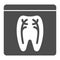 Dental xray solid icon. Tooth xray vector illustration isolated on white. Orthodontic roentgen glyph style design