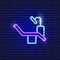 Dentist chair neon icon. Sign for dentistry clinic. Orthodontics concept